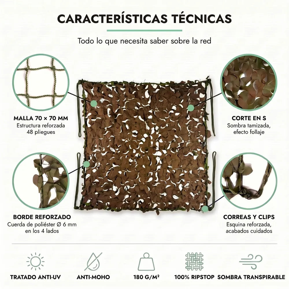 Red de camuflaje reforzada militar