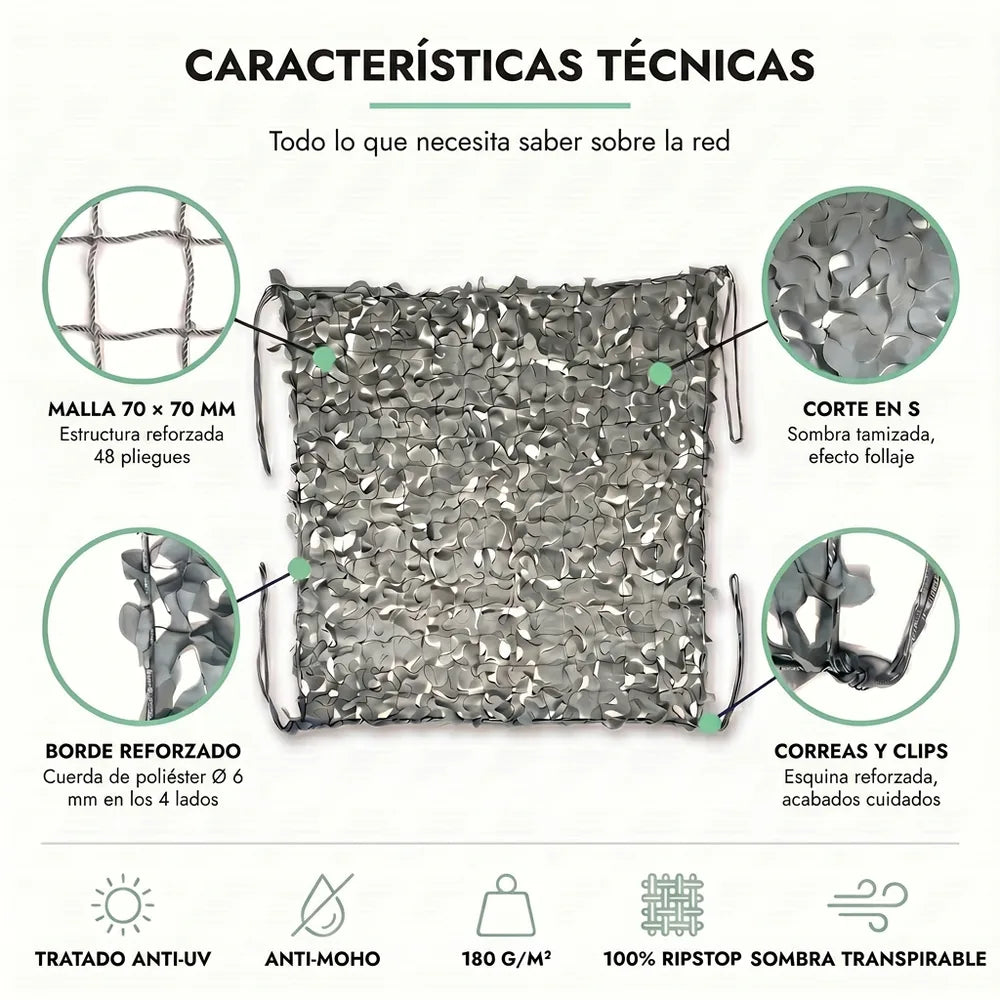 Red de camuflaje reforzada gris